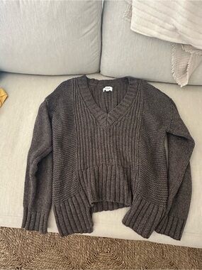 Drea Seamed V Neck Sweater - Chocolate Marl S